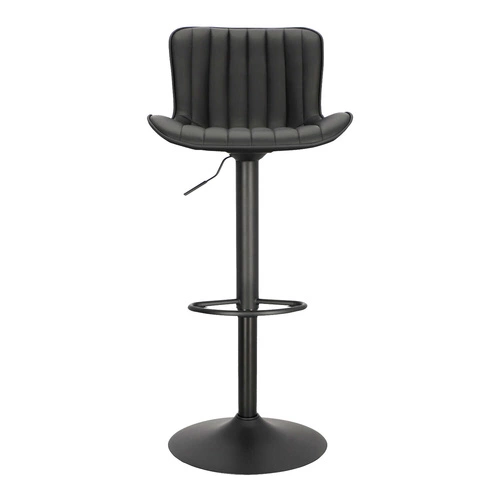 Barová židle Tessa černá moderní s opěrkou, výškově nastavitelná, otočná k kuchyňskému ostrůvku, ekokůže Intesi