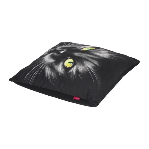 NERO sametový dekorační polštář s potiskem kočky 40x40 cm do obýváku Intesi