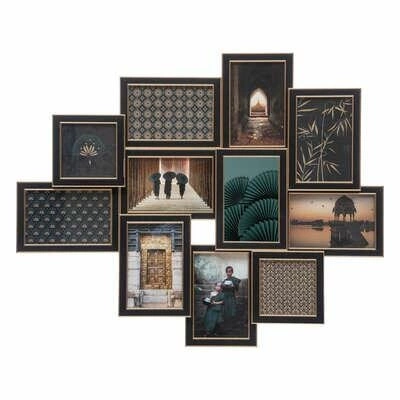 Vícerámeček na fotografie Flavie Atmosphera černozlatý závěsný moderní rámeček na 11 fotografií