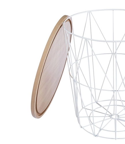 Kulatý konferenční stolek Salvatore 42 cm skandinávský dřevěný bílý do obýváku Intesi