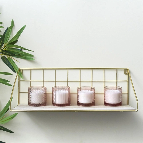 Canard moderní zlatá nástěnná police na knihy a dekorace do obýváku Intesi 45 cm