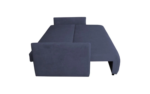 Rozkládací sametová pohovka Mondel tmavě modrá s úložným prostorem pro 3 osoby do obýváku na spaní