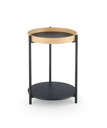 Konferenční stolek Polo kulatý loftový černý dub s policí 44 cm do obýváku Intesi