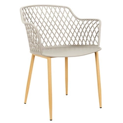 Jídelní židle Basel šedá moderní plastová s područkami na kovových nohách