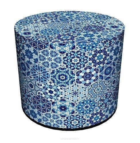 Zahradní kulatý sedací puf Blue Intesi voděodolný na zahradu i balkon moderní 40 cm