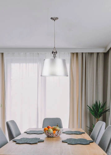 Závěsné svítidlo Prima stříbrné do obýváku a jídelny moderní lampa nad stůl 35 cm