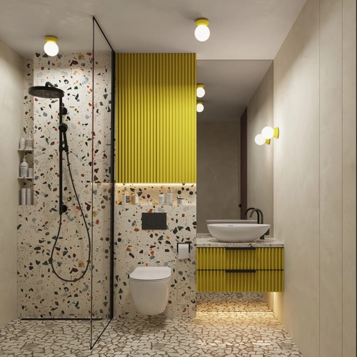 Nástěnné svítidlo ZORI žluté IP44 moderní skleněné do koupelny a předsíně