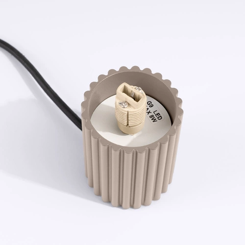 Stolní lampa HALO taupe moderní béžová hliník a sklo do ložnice a na pracovní stůl