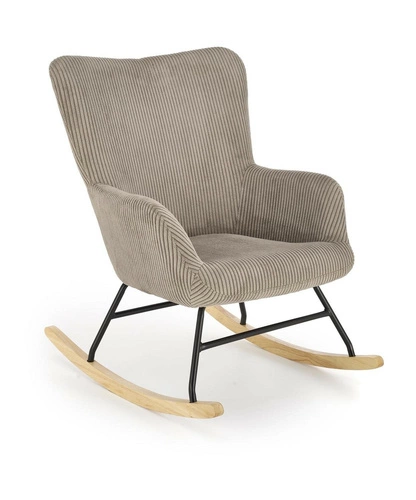 Houpací křeslo ušák Donelia šedý manšestrový do obýváku moderní s područkami Intesi