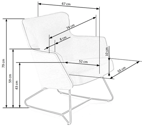Křeslo do obýváku Calderon čalouněné na lyžinách šedý dub moderní industriální Intesi