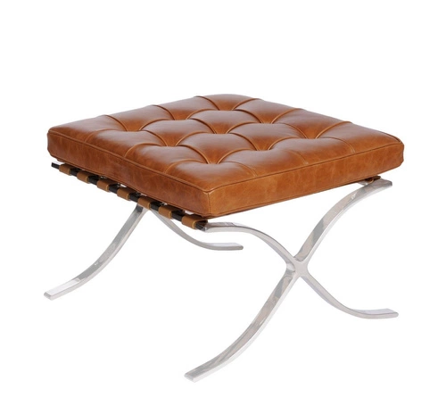 Kožené relaxační křeslo BA1 inspirované Barcelona s podnožkou do obýváku vintage