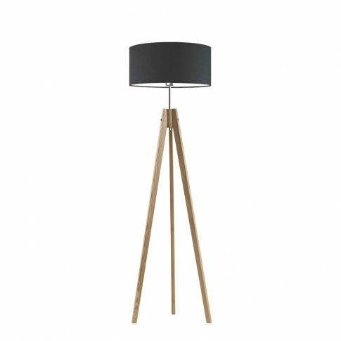 Podlahová lampa Haiti stínidlo grafitové stojan dub