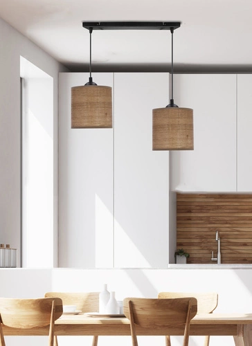 Stropní svítidlo Legno moderní s ořechovým stínidlem 2bodové do obývacího pokoje a jídelny