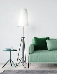 Moderní stojací lampa Taflo do obývacího pokoje černo-zlatá se stínidlem