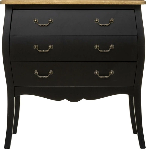 Komoda Chrysa černá se zásuvkami glamour na nožkách 74 cm do ložnice Atmosphera