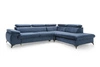 Moderní rohová rozkládací pohovka Lund L pravá, modrá, s úložným prostorem do obýváku
