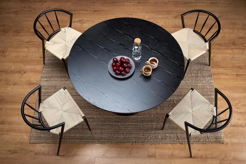 Moderní kulatý jídelní stůl Regin 120 cm černý na jedné noze