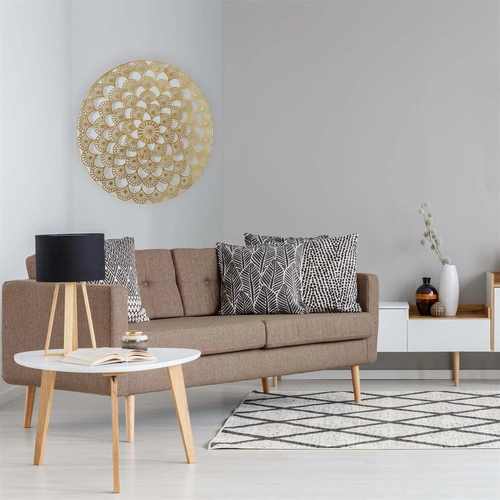 Intesi Mandala zlatá kovová nástěnná dekorace glamour do obývacího pokoje 70 cm ozdoba na zeď