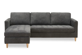 Rohová sedací souprava do obýváku Firenze šedá moderní univerzální skandinávská na dřevěných nožkách