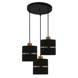 Assam talířová závěsná lampa černá+zlatá 3x60W E27 stínidlo černé+zlatý pruh