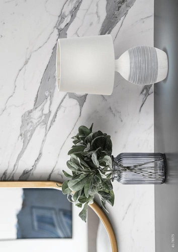 Noční lampička Ambon moderní keramická šedá s textilním stínidlem do ložnice CANDELLUX