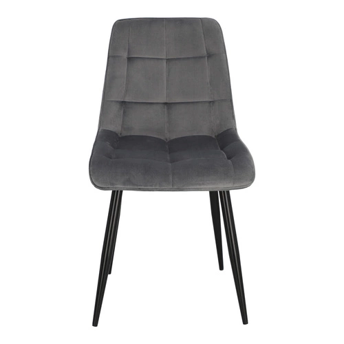 Jídelní židle Plaid Intesi čalouněná sametem šedá prošívaná glamour černé nohy