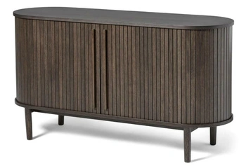 Komoda Meta 140 cm dub espresso rýhovaná na nožkách do obývacího pokoje