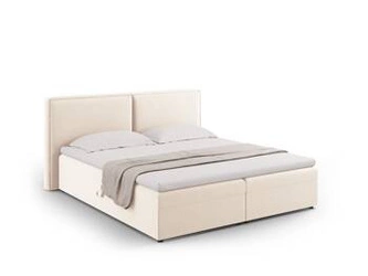 Čalouněná postel Jodie 160x200 béžová s úložným prostorem sametová do ložnice glamour