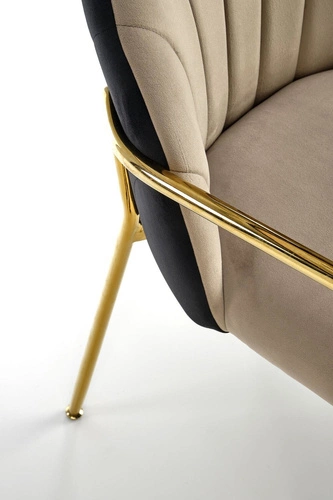 Čalouněná sametová židle Rebbeca Intesi béžová s područkami glamour do jídelny