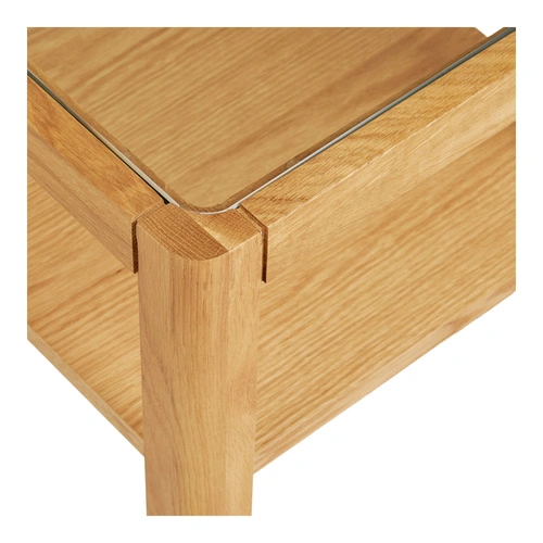 Konferenční stolek Lourmarin čtvercový skleněný dubový severský 40x40