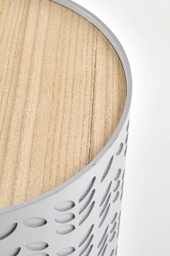 Sada dvou kulatých konferenčních stolků Lamba bílá moderní s úložným prostorem do obýváku