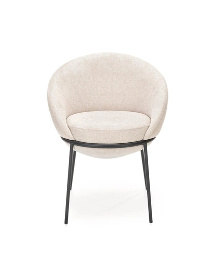 Čalouněná židle Eggy Intesi béžová s područkami na černých nohách do jídelny a obýváku