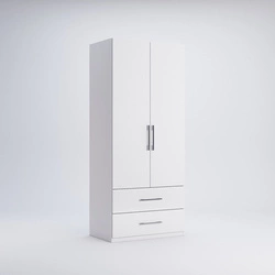 Bílá lesklá šatní skříň Flory se zásuvkami a policí moderní do ložnice 90 cm