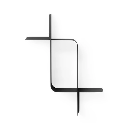 Sada 2 moderních černých nástěnných polic Montage Umbra na knihy a dekorace