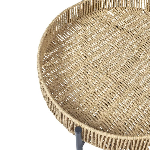 Sada 2 kulatých konferenčních stolků Pampa Intesi pletený loftový černý do obýváku