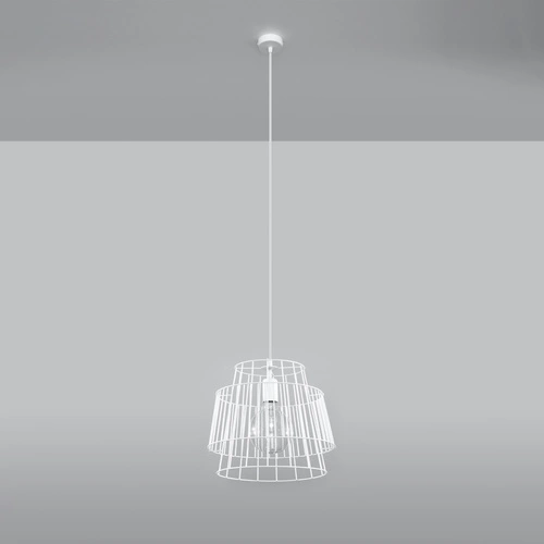 Závěsné svítidlo Gate bílé moderní kovové do obýváku kuchyně nad ostrůvek 35 cm