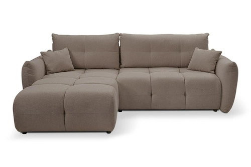 Moderní rohová sedací souprava s rozkladem levá do obýváku Bode cappuccino s úložným prostorem