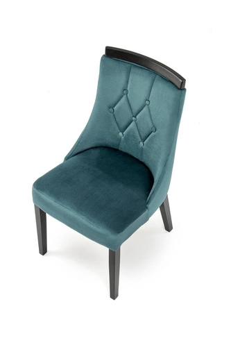 Jídelní židle Andre zelená čalouněná sametem na dřevěných nohách Intesi