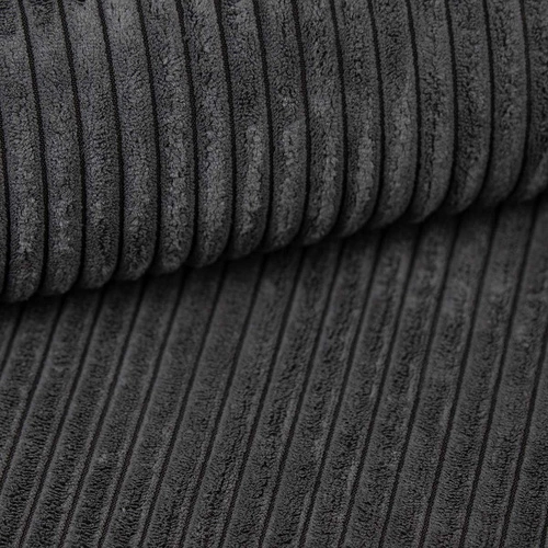 Rozkládací pohovka s úložným prostorem Ulnes, 3místná, manšestrová, antracitová, do obýváku