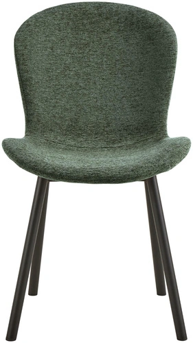 Židle Esra zelená čalouněná jídelní na černých kovových nohách