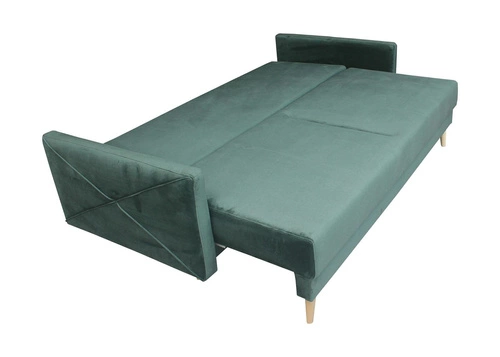 Rozkládací pohovka Saxo zelená dvoumístná do obýváku s úložným prostorem na lůžkoviny