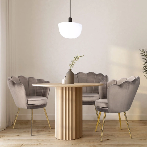 Čalouněná sametová židle Florencja Intesi béžová glamour s područkami do jídelny