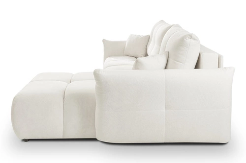 Rohová rozkládací pohovka Bode pravá bílá moderní do obýváku s úložným prostorem Intesi