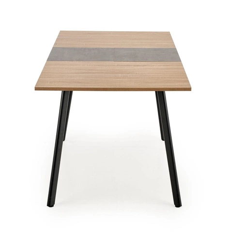 Rozkládací jídelní stůl Bonal dub sonoma moderní s černými nohami 120–160 cm Intesi