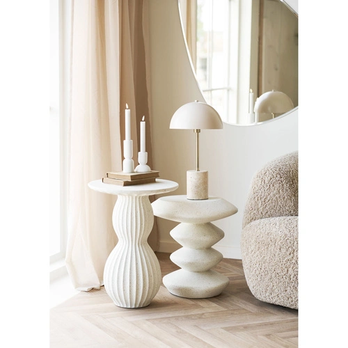House Nordic sada 2 bílých vápencových dekorativních svícnů do obýváku