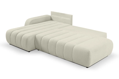 Rohová rozkládací pohovka Hobro levá bílá moderní do obýváku s úložným prostorem Intesi