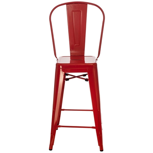 Barová židle Paris Back červená kovová s opěrkou 66 cm industriální do kuchyně D2.DESIGN