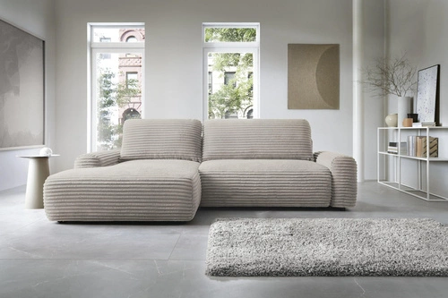 Rohová rozkládací pohovka levá Domle hnědý manšestr moderní do obýváku Intesi