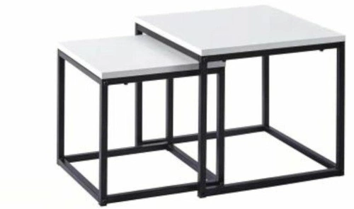 Sada 2 čtvercových konferenčních stolků Davina bílá moderní loft do obýváku Intesi 50x50 cm