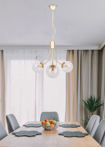 Závěsné svítidlo Dani zlaté 3bodové skleněné koule moderní do obýváku nebo jídelny